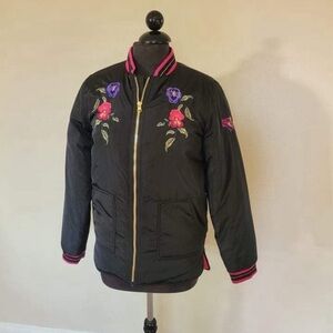 Girls Black and Pink Winter Bomber Jacket